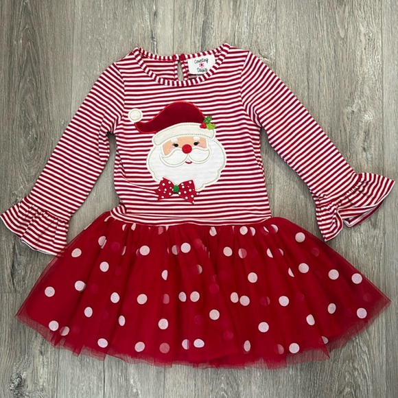 EUC Emily Rose Reindeer 3/4 Sleeve & Counting Daisies Santa Top w/Tulle Size 4 - Picture 2 of 13